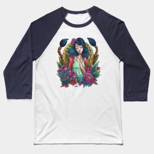 Zodiac Sign Scorpio Art Deco Watercolour Baseball T-Shirt